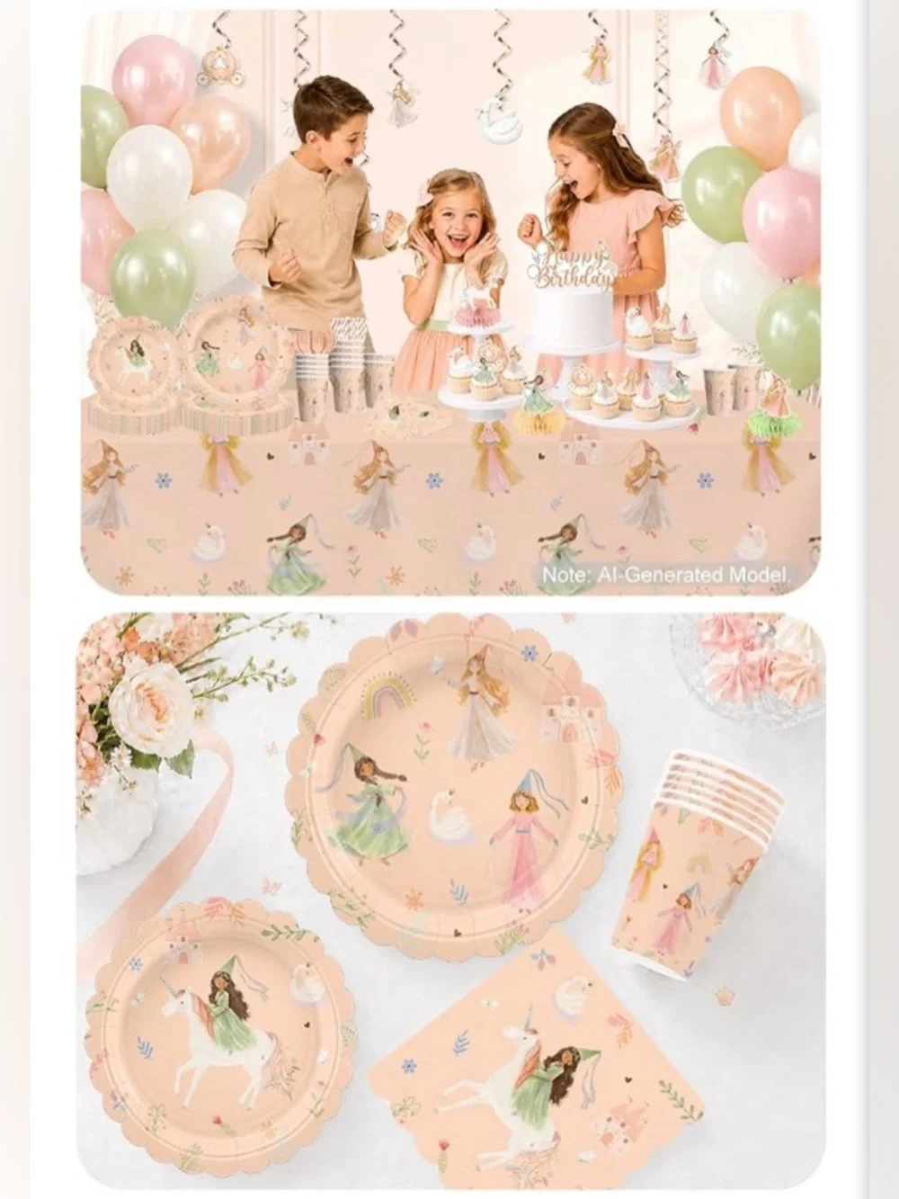 Elegant Pink Peach Princess/Fairy Party Set